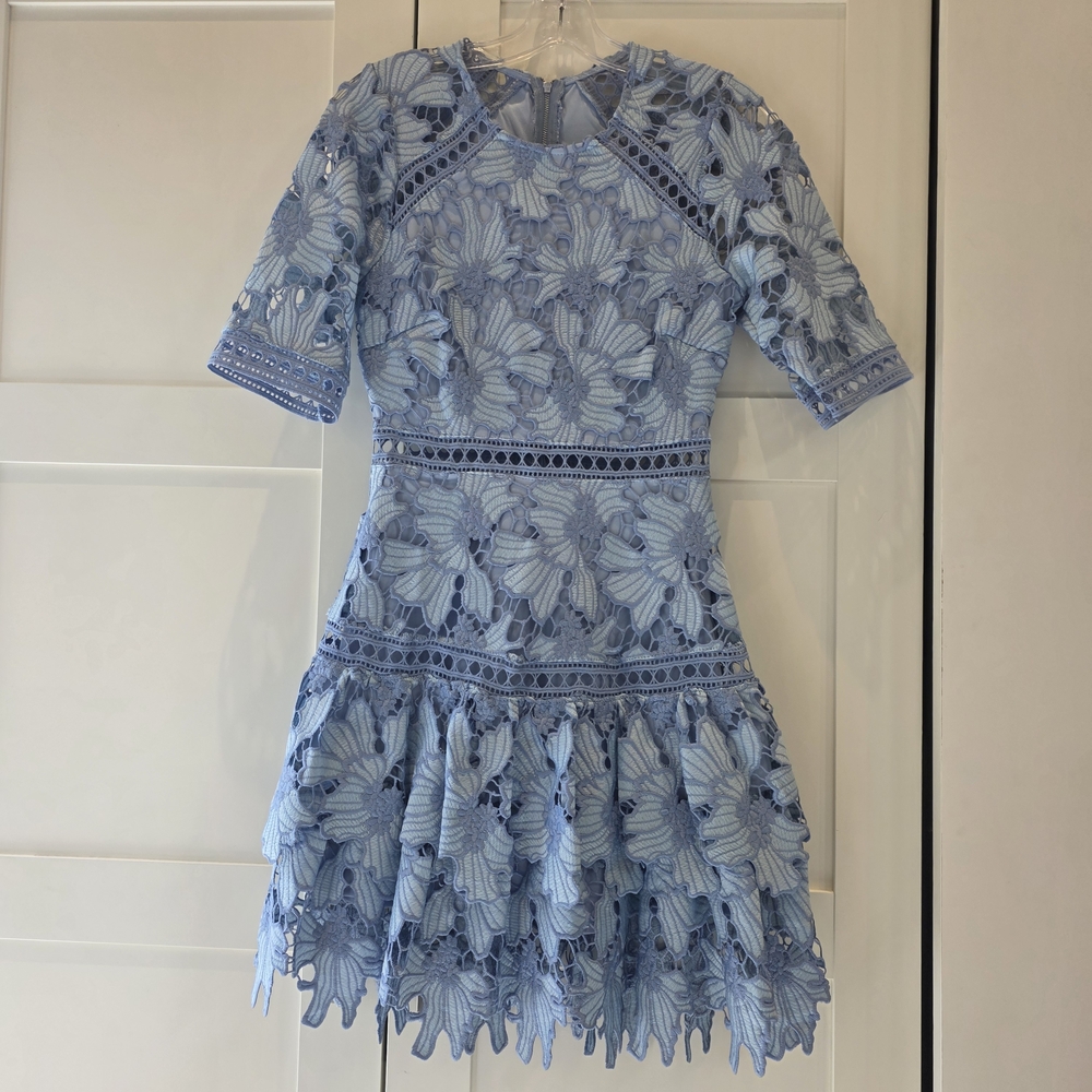 Light Blue Floral Lace Dress
